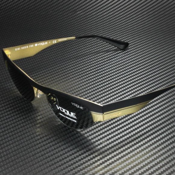 Vogue Women\'s Matte Black and Gold Grey Sunglasses